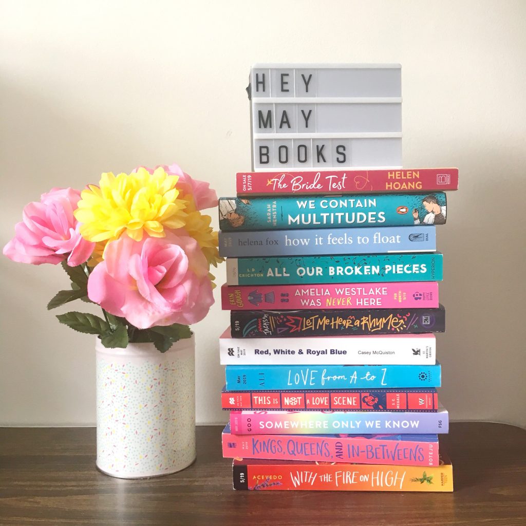 Stack of books released in May 2019 on The Paper Trail Diary